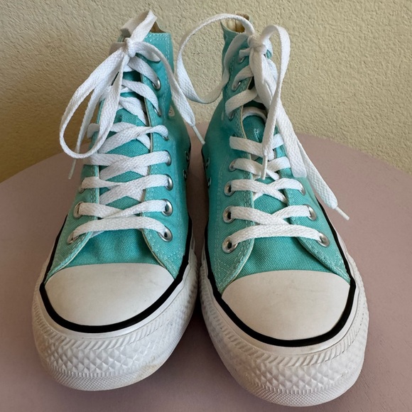 Converse High-Top Sneakers in Teal and White - Picture 6 of 16